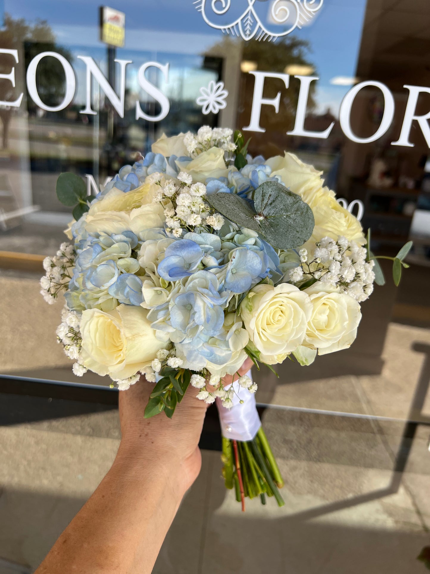Handtied Bouquet- Baby Blue